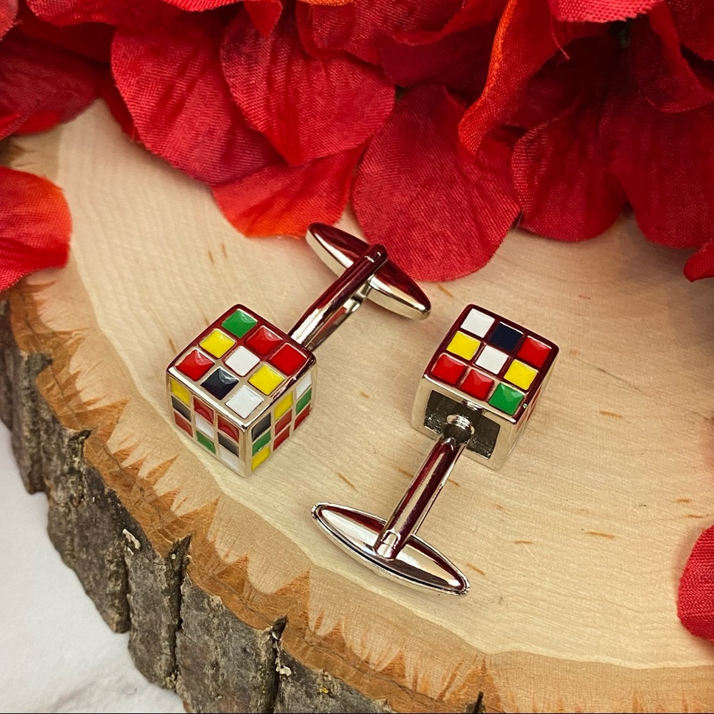 Vintage Colorful Rubix Cube Cufflinks - Picture 12 of 16